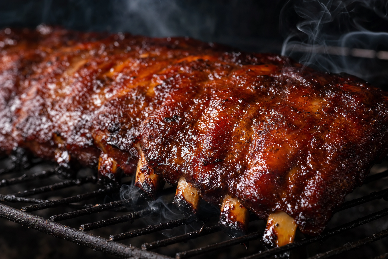 Slow-cooked BBQ ribs on the grill